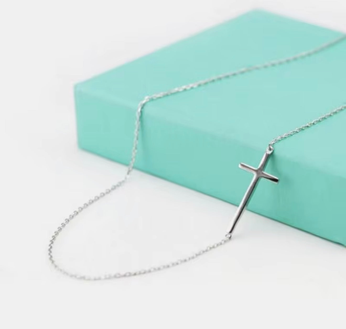 925 Sterling Silver Side way Cross Necklace