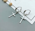 925 Sterling Silver cross dangling Earring