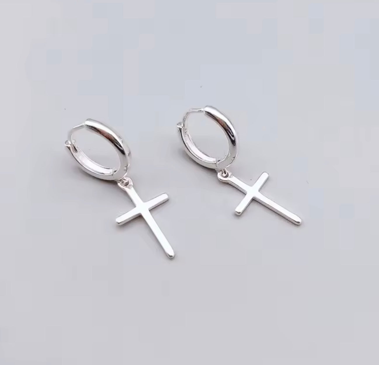 925 Sterling Silver cross dangling Earring