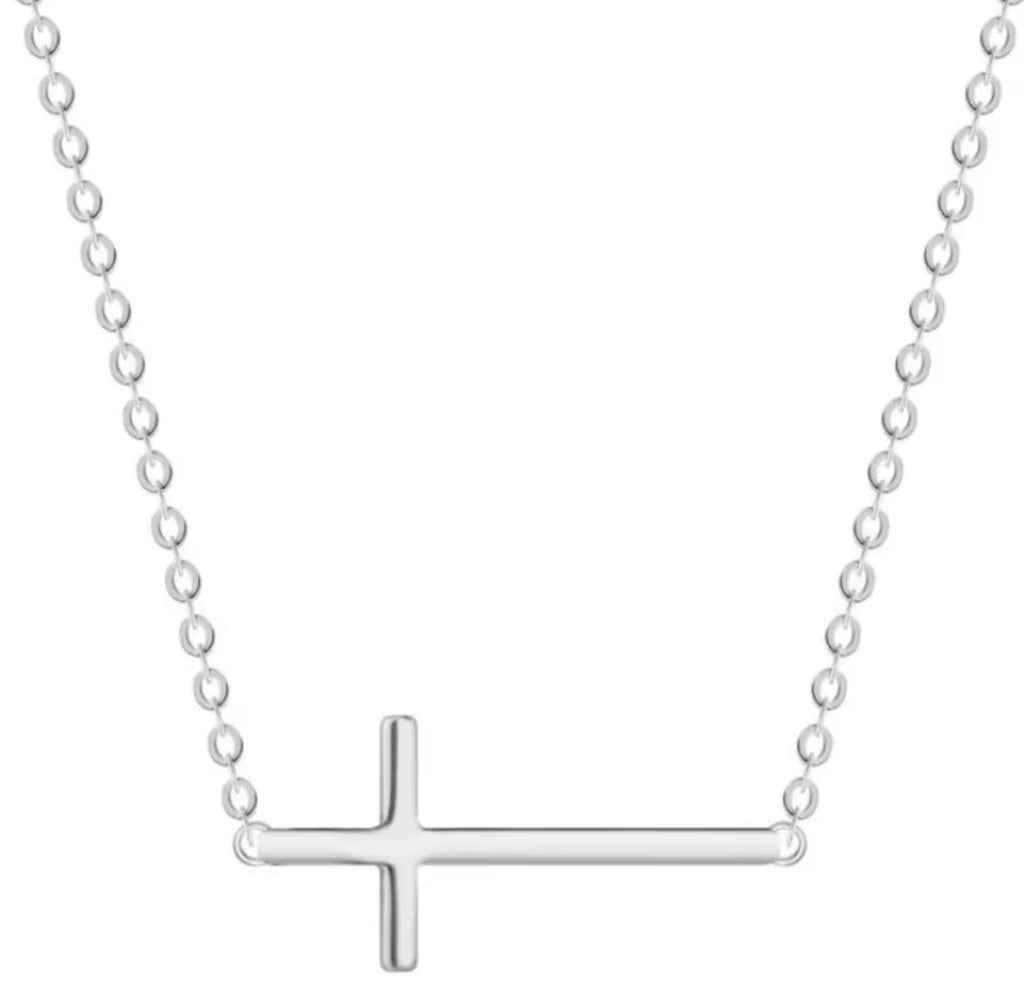 925 Sterling Silver Side way Cross Necklace